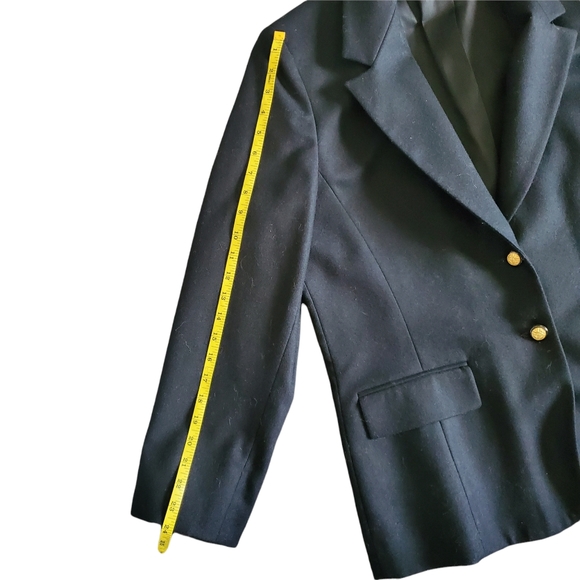 Vintage 50s Pendleton Classic 2 Button Black Wool Blazer Jacket 14 - Picture 9 of 11